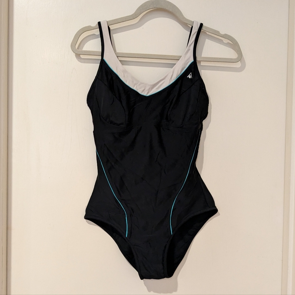 Aquasphere Black Turquoise White One Piece Clarissa Swimsuit in Size 8